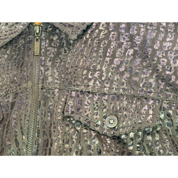 Ruby Rd Snake Print Animal Print  Zip Up Jacket Olive/Brown Lightweight Size 22W - Picture 6 of 11